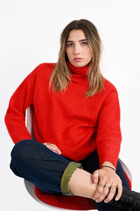 Lili Sidonio Red Casual Knitted Sweater