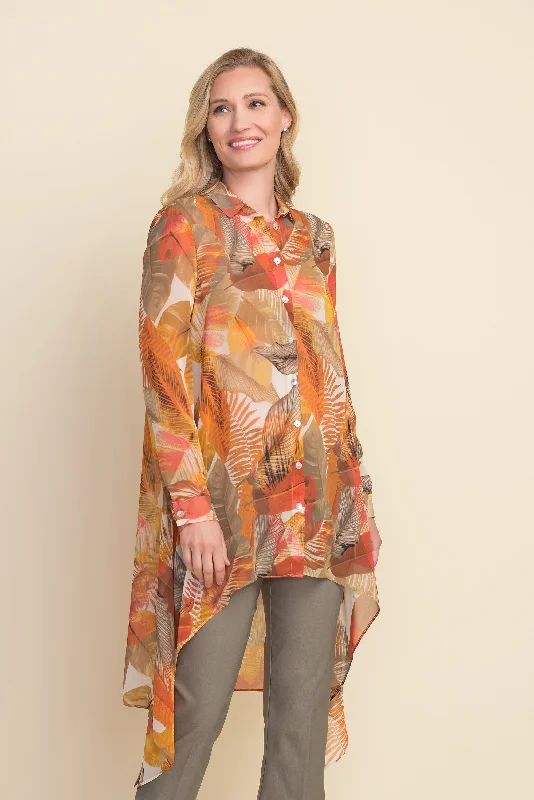 Joseph Ribkoff Sunset Tone Leaf Blouse