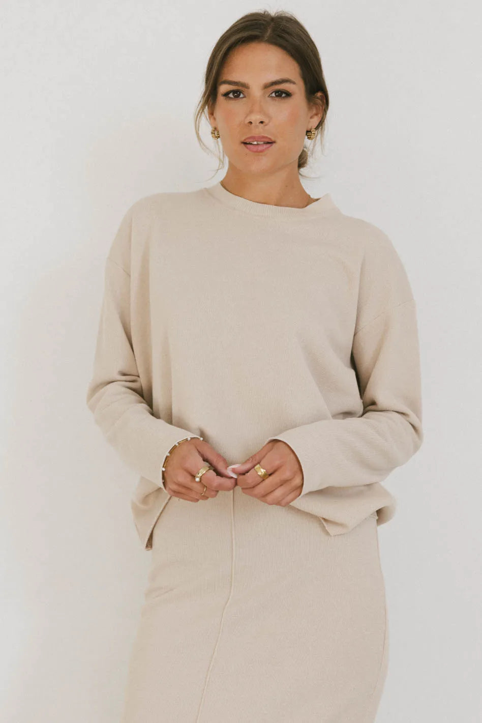 Harden Sweater Top in Taupe - FINAL SALE