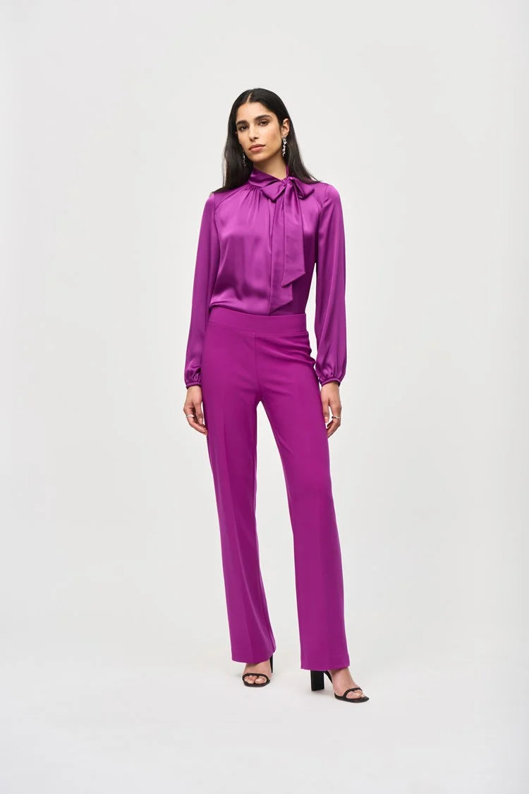 Joseph Ribkoff Empress Satin Top With Bow Neckline