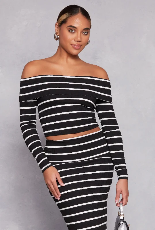 Madden Girl Striped Off the Shoulder Top