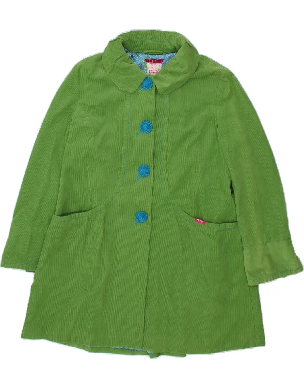 VINTAGE Womens Oversized Corduroy Coat UK 10 Small Green Cotton