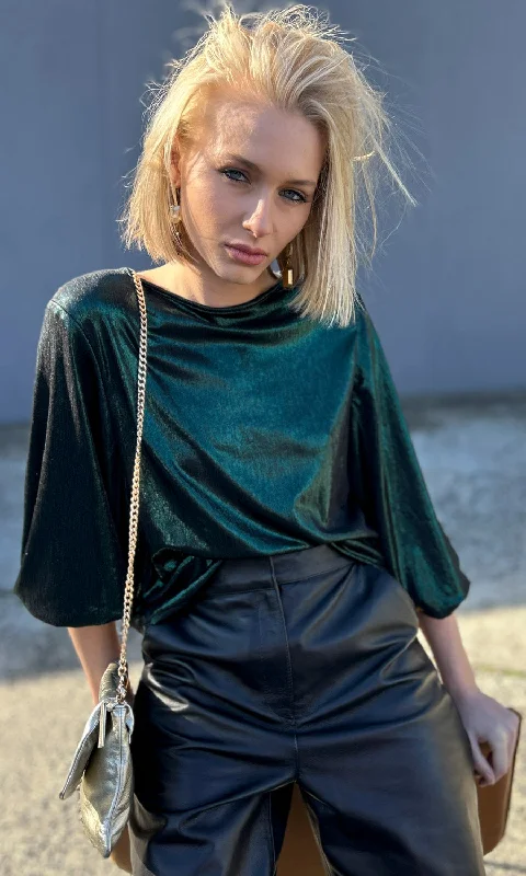 hoss Dramatic Green Metallic Top