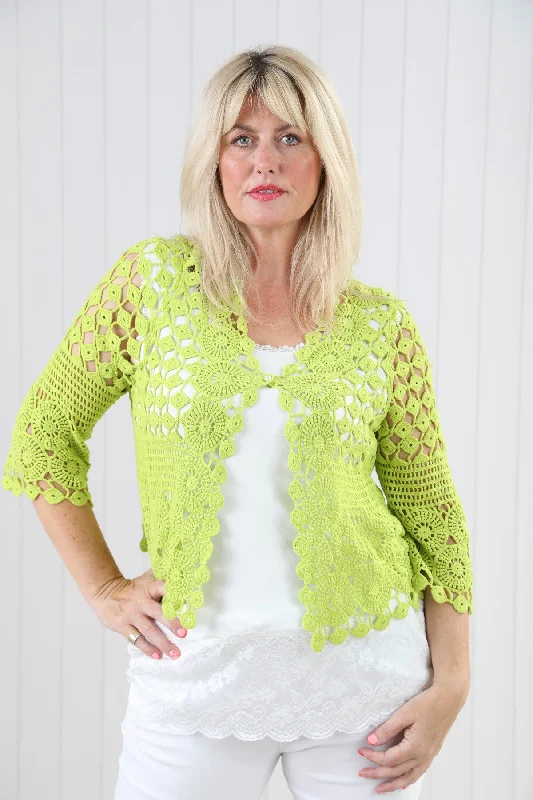 Penny Pearl Cardigan Lime