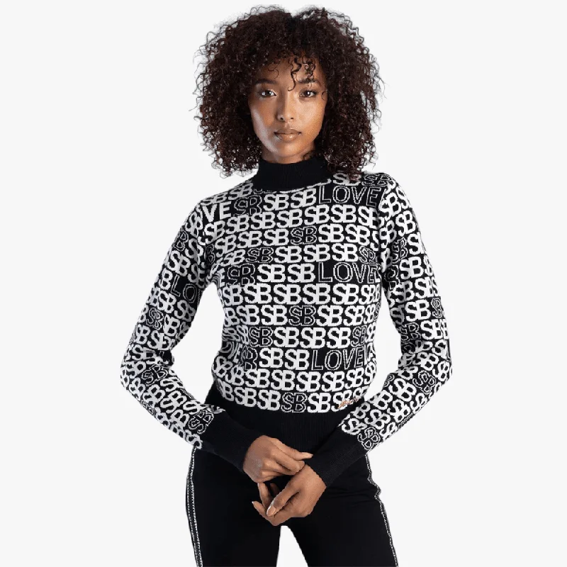 Sissy Boy Graffiti Style Long Sleeve Turtle Neck Top Black White