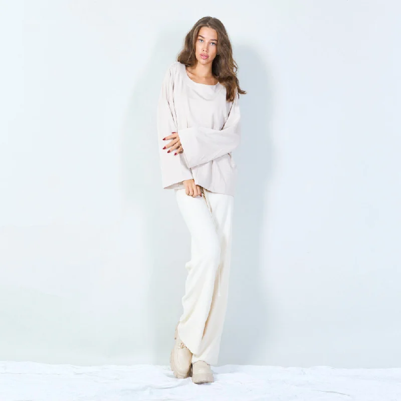 Oversized long sleeve top with boatneck wholesale