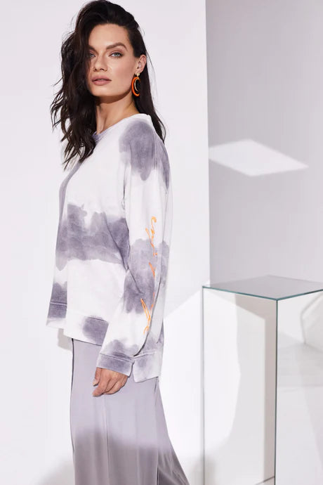 Naya Tie Dye Sweatshirt With Embroidery Sleeve