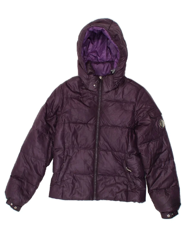 CHAMPION Womens Hooded Padded Jacket UK 10 Small Purple Polyester