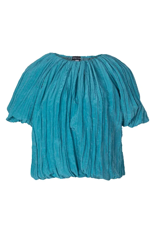 Short length Satin Crush Top | DEEP AQUA | 4641A1