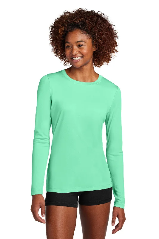 Sport-Tek Womens Posi-UV Pro Moisture Wicking Long Sleeve Crewneck T-Shirt - Bright Seafoam Green - New