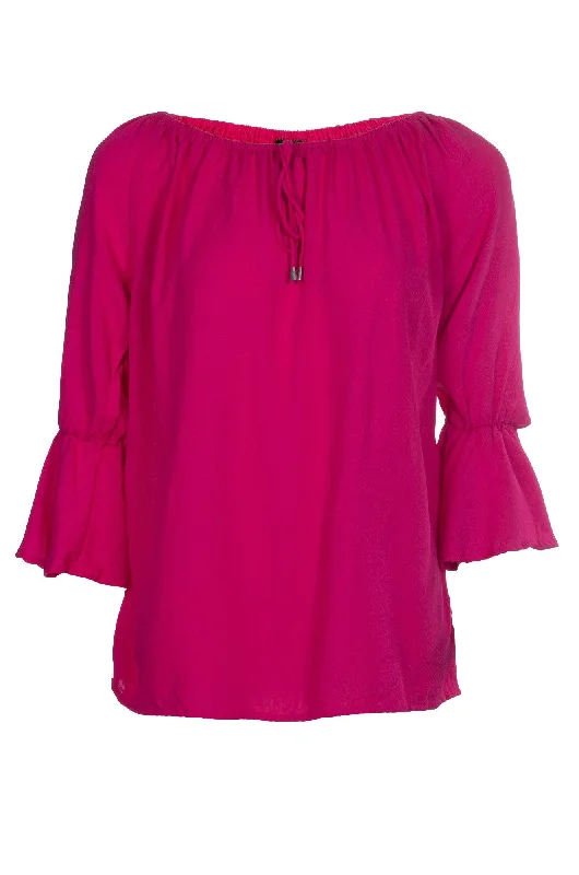 Frill cuff Soft Drape Top | FUCHSIA | 4612A1