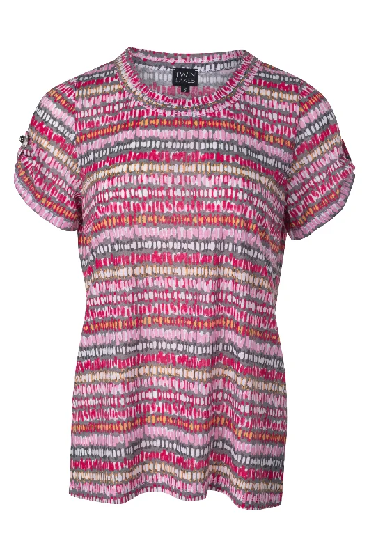 Hi low hemline printed Tunic | Cerise Silver Abstract | 6740A1