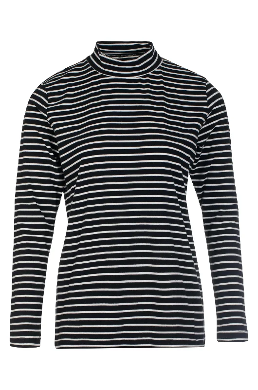 Stripe Turtle neck Top | BLACK IVORY | 6562ZZ