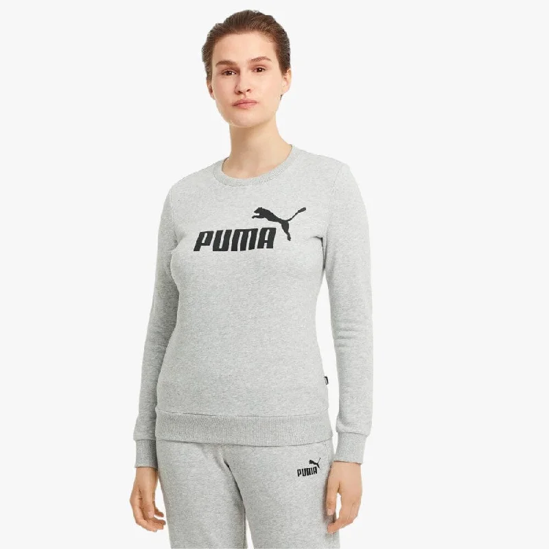 Puma Womens Ess Logo Crew Neck Fl Light Gray Heather