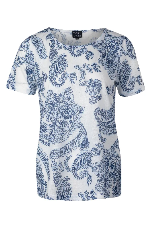 Printed Slub Top | BLUES PAISLEY | 6791A1