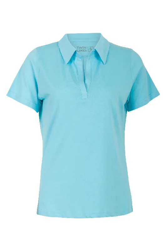 100% Cotton Polo Top | Aqua | 6005A1