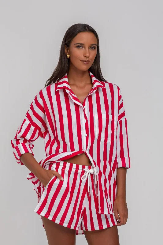 Defiant Shirt - Red/White Bold Stripe