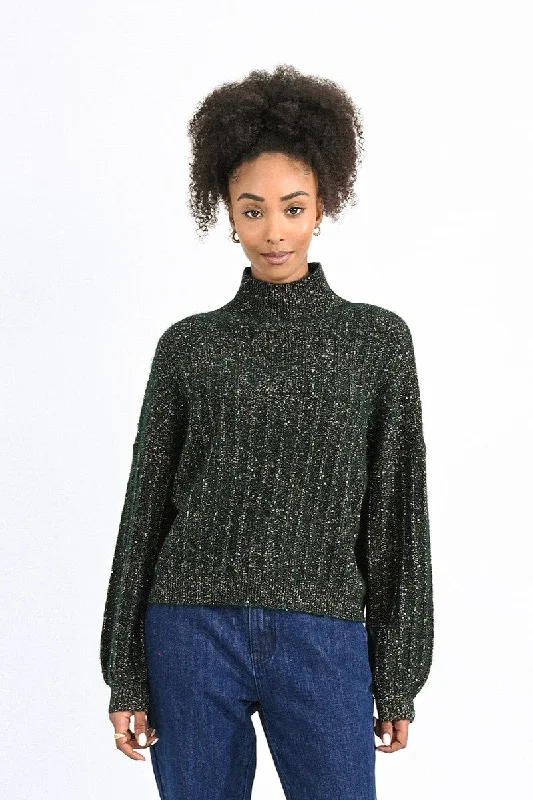 Molly Bracken Stand Up Dark Green Collar Sweater