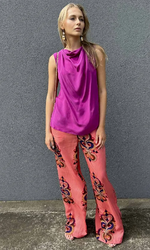 Hoss Magenta Cowl Neck Top