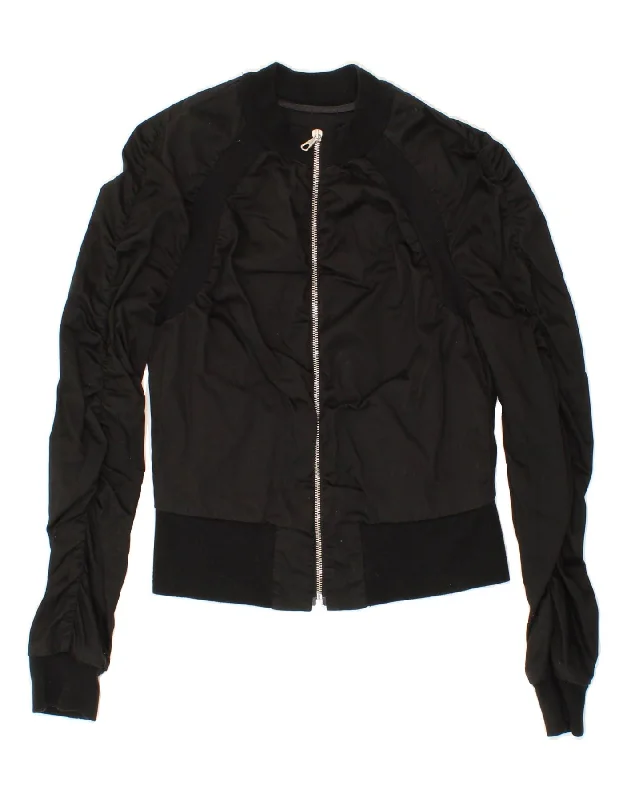 ICEBERG Womens Bomber Jacket IT 44 Medium Black Cotton