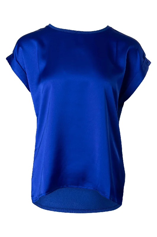 Satin Mix Top with knit back | ROYAL | 4512A1