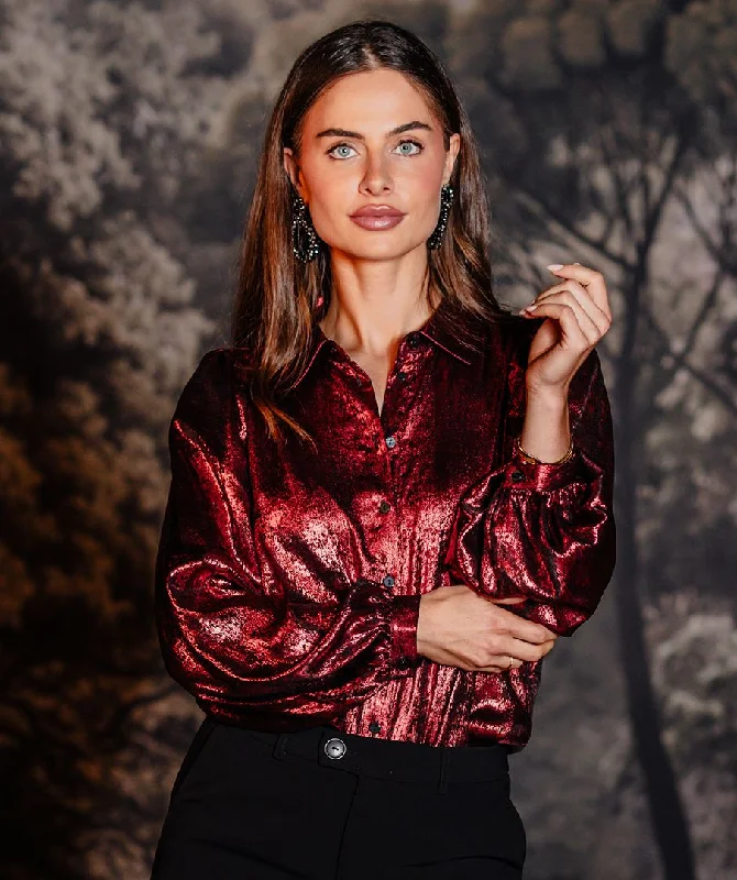 Esqualo Red Foil Shirt Blouse