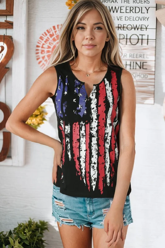 Star and Stripe Notched Neck Tank