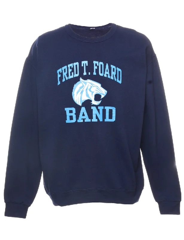 Fred T Foard Band Navy & Light Blue Printed Sweatshirt - L