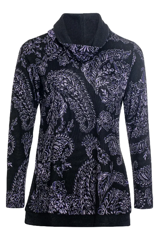 Tunic with detachable cowl neck | PURPLE PAISLEY | 7914ZZ