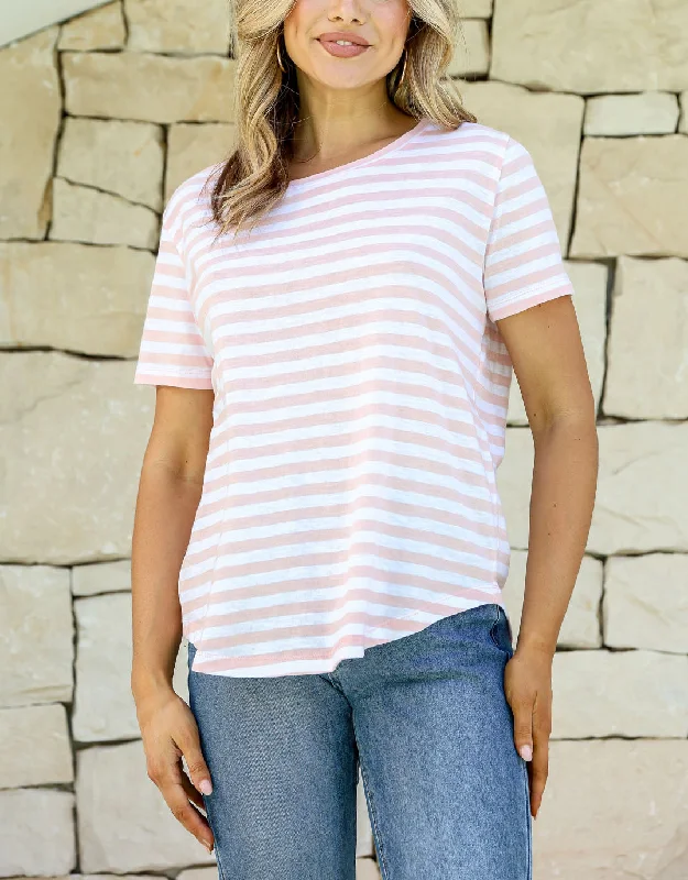 Stripe T-Shirt - Soft Pink/White Stripe