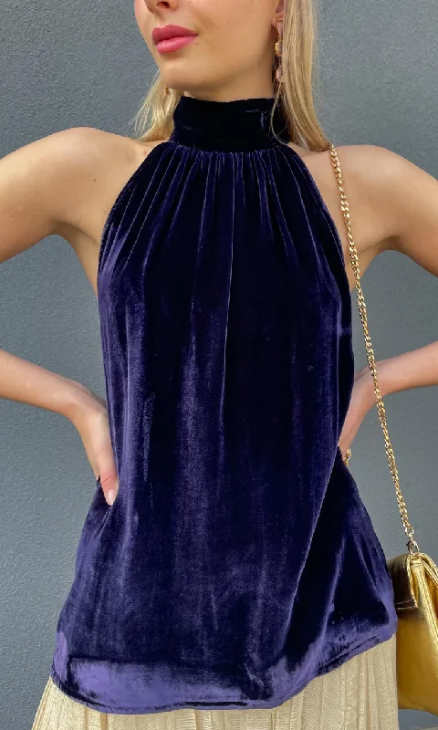 Hoss Silk Royal Blue Velvet Halter