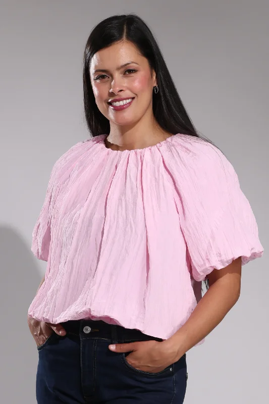 Short length Satin Crush Top | SOFT PINK | 4641A1